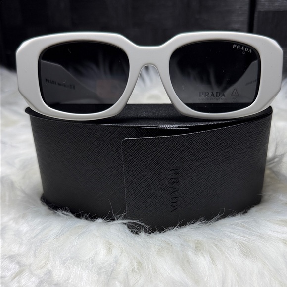 Prada Accessories - Prada Ivory Sunglasses with Black Lenses